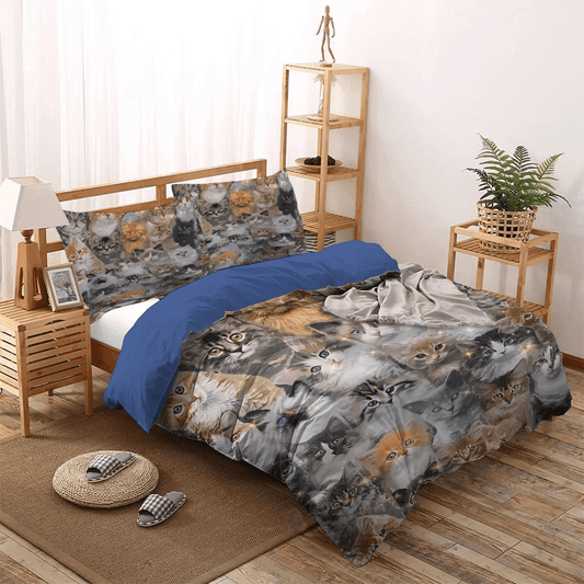 Cat Paw Soft Duvet Cover Set, Cat Tracks Bedding set, Cat Queen Size Bedding Set, D Huge Cat Bedding Set, Gifts for Cat