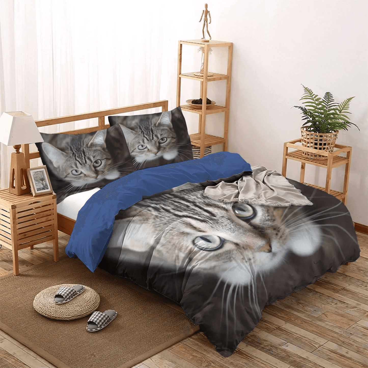 Cat Queen Size Bedding Set, Cat Paw Bedding set, Cat Tracks Soft Duvet Cover Set, Cute Cat NDC Bedding Set, Gifts for Cat