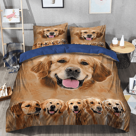 Golden Retriever Soft Duvet Cover Set, Golden Retrieve Mom King Size Bedding Set, Golden Retriever Big Face Bedding Set, Gifts for Golden Retriever