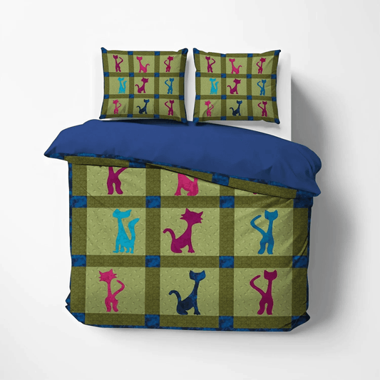 Cat Paw Soft Duvet Cover Set, Cat Queen Size Bedding Set, Cat Tracks Bedding set, Cats Bedding Set, Gifts for Cat