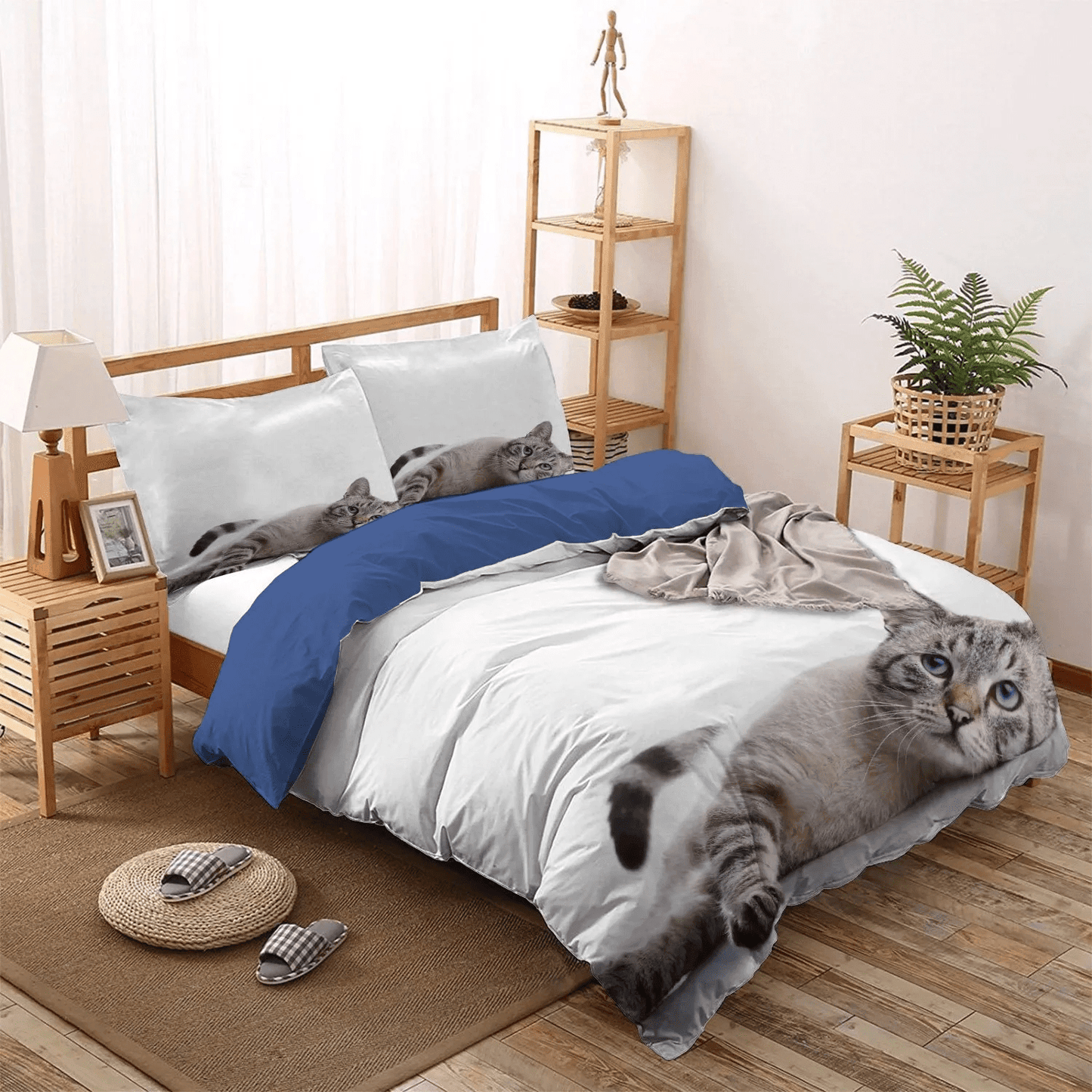 Cat Soft Duvet Cover Set, Cat Paw Bedding set, Cat Tracks King Size Bedding Set, Cat Ver PTS Bedding Set, Gifts for Cat