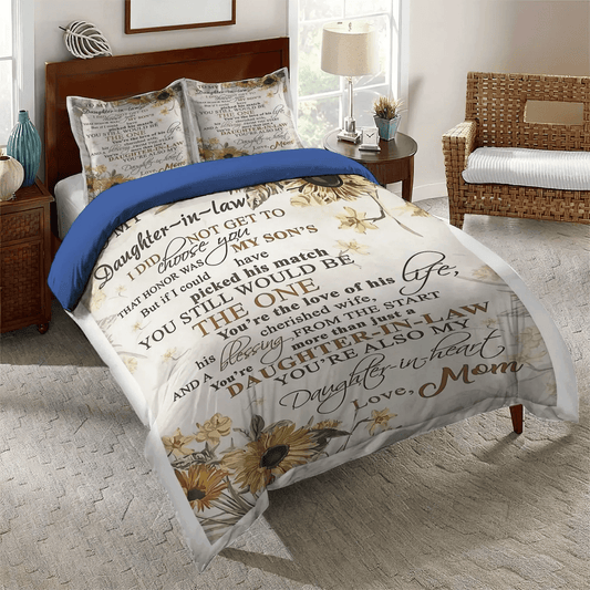 Giraffes Make My Daughter Happy Soft Duvet Cover Set, Sunflower My Daughter In Law Youre My Daughter In Heart Bedding Set, Gifts for Daughter
