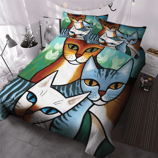 Cat Paw Bedding set, Cat King Size Bedding Set, Cat Tracks Soft Duvet Cover Set, Cat Bedding Set, Gifts for Cat