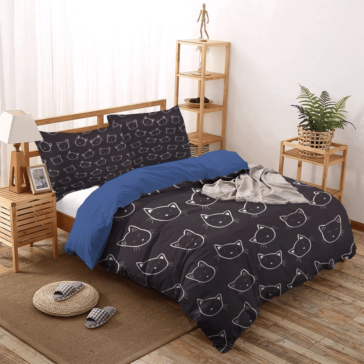 Cat Paw Bedding set, Cat King Size Bedding Set, Cat Tracks Soft Duvet Cover Set, Cat Ver NHM Bedding Set, Gifts for Cat