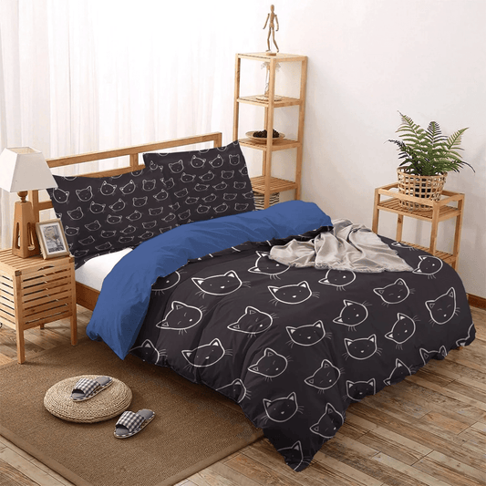 Cat Paw Bedding set, Cat King Size Bedding Set, Cat Tracks Soft Duvet Cover Set, Cat Ver NHM Bedding Set, Gifts for Cat