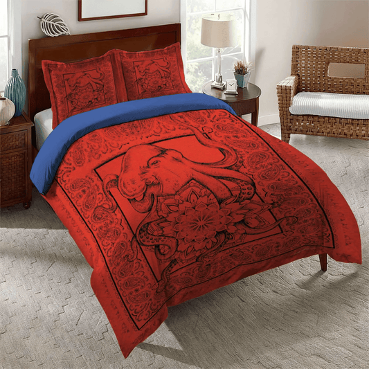 Adorable Octopus King Size Bedding Set, Girls Horse Bandana Soft Duvet Cover Set, Octopus Bandana Bedding Set, Gifts for Bandana