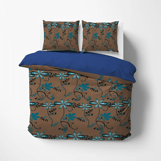 Dark Brown Dog Bedding set, Brown University Soft Duvet Cover Set, Brown King Size Bedding Set, Brown Turquoise NDC Bedding Set, Gifts for Brown