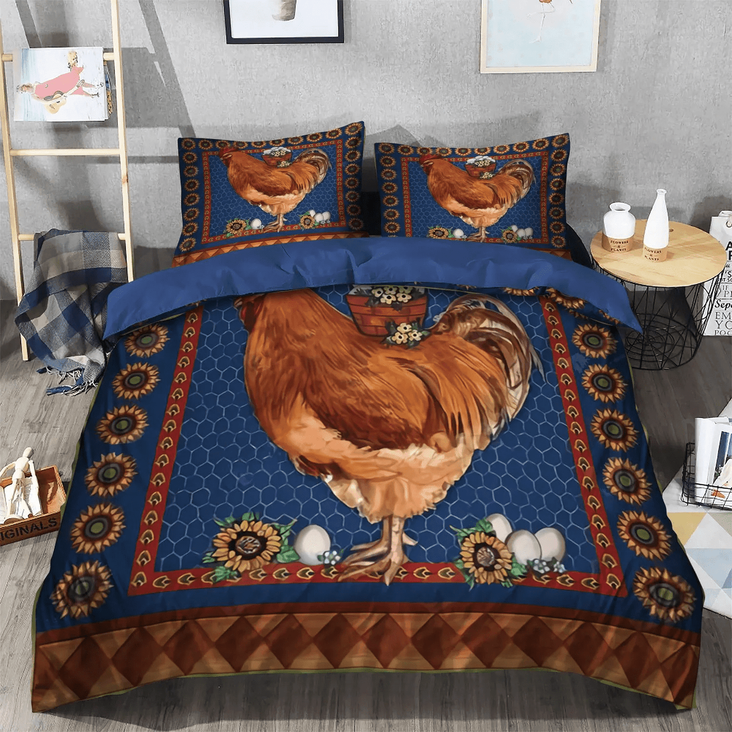 Chicken Mom King Size Bedding Set, Chicken Farmer Soft Duvet Cover Set, Cute Chicken Queen Size Bedding Set, Chicken Bedding Set, Gifts for Chicken