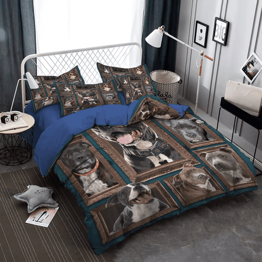 Chibi Dog Chibi Dog Chibi Dog Chibi Dog Soft Duvet Cover Set, Dog Pitbull Funny Pit Bull Dog Lover Gifts Bedding Set, Gifts for Pitbull