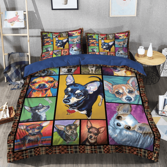 Chibi Dog Chibi Dog Chibi Dog Chibi Dog Soft Duvet Cover Set, Doggo Bedding set, Chihuahua Dog Bedding Set, Gifts for Dog