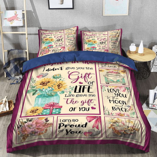 Daughter Bedding set, Giraffes Make My Daughter Happy Soft Duvet Cover Set, Daughter In Law Bedding Set, Gifts for Daughter