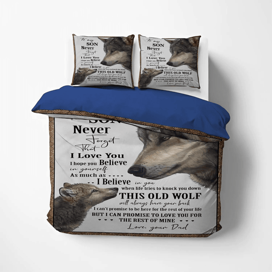 Awesome Son Soft Duvet Cover Set, Werewolf Bedding set, Werewolves Costume Queen Size Bedding Set, Wolf Dad To Son Bedding Set, Gifts for Wolf