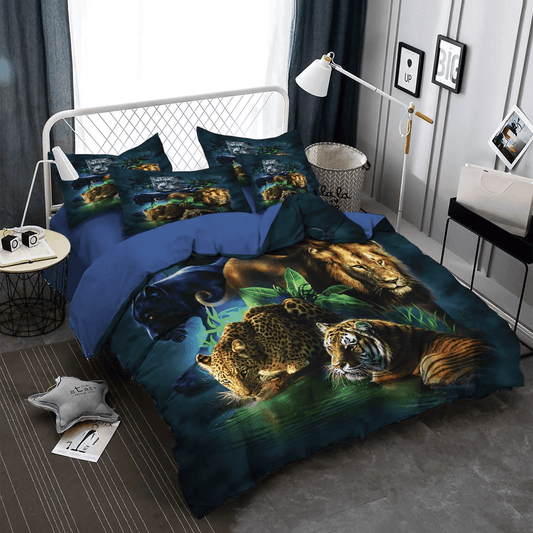 Cat Tracks Queen Size Bedding Set, Cat Bedding set, Cat Paw Soft Duvet Cover Set, Big Cats Jungle Bedding Set, Gifts for Cat