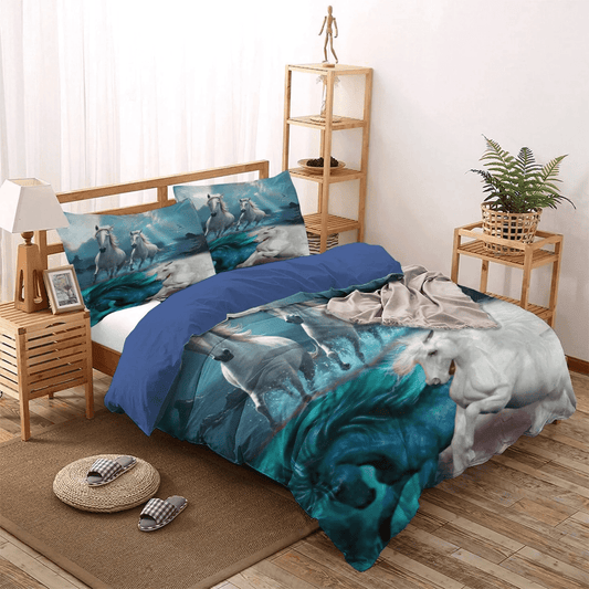 Galloping Horse Bedding set, Horse King Size Bedding Set, Horse In Motion Soft Duvet Cover Set, Horse Bedding Set, Gifts for Horse