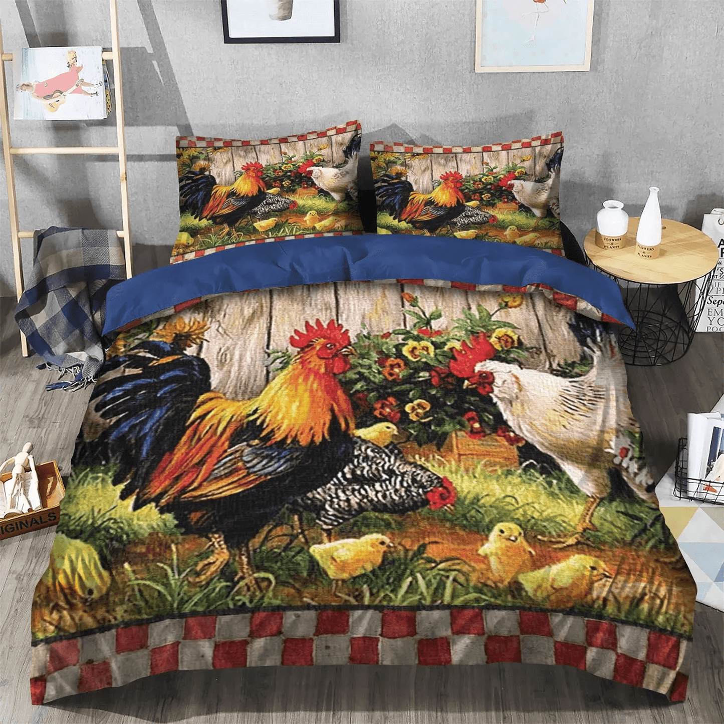 Chicken Mom Queen Size Bedding Set, Chicken King Size Bedding Set, Chicken Dandel Soft Duvet Cover Set, Chicken Bedding Set, Gifts for Chicken