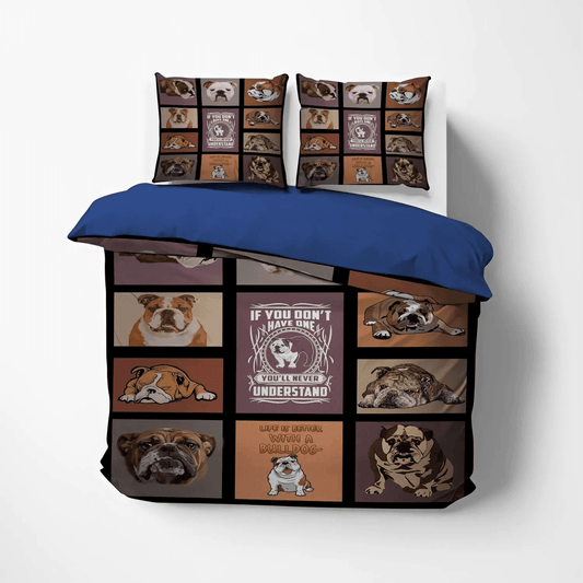 Chibi Dog Chibi Dog Chibi Dog Chibi Dog Soft Duvet Cover Set, Cute Sleeping Chibi Dog Queen Size Bedding Set, Dog Lover Bed Sheets, Gifts for Dog