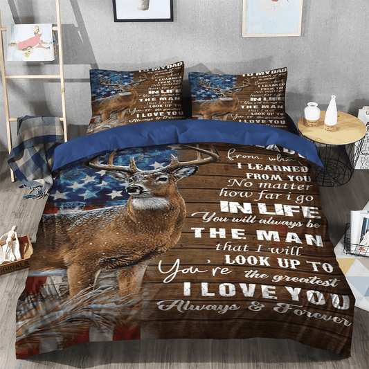 A Righteous Man Goes Hunting Queen Size Bedding Set, Huntings Soft Duvet Cover Set, Hunting Bedding set, Deer Hunting Flag Bedding Set, Gifts for Deer