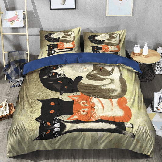 Cat Paw Soft Duvet Cover Set, Cat Queen Size Bedding Set, Cat Tracks Bedding set, Cats Cute Gs Bedding Set, Gifts for Cat