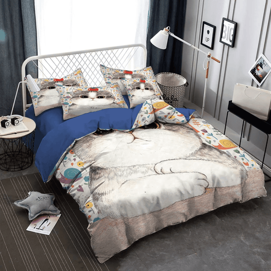 Cat Paw King Size Bedding Set, Cat Bedding set, Cat Tracks Soft Duvet Cover Set, Fat Cat LTTL Bedding Set, Gifts for Cat