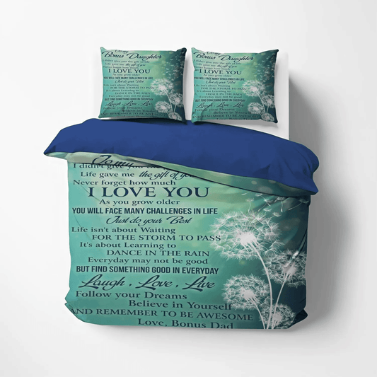 Daughter Soft Duvet Cover Set, Giraffes Make My Daughter Happy Bedding set, To My Bonus Daughter Bedding Set, Gifts for Daughter