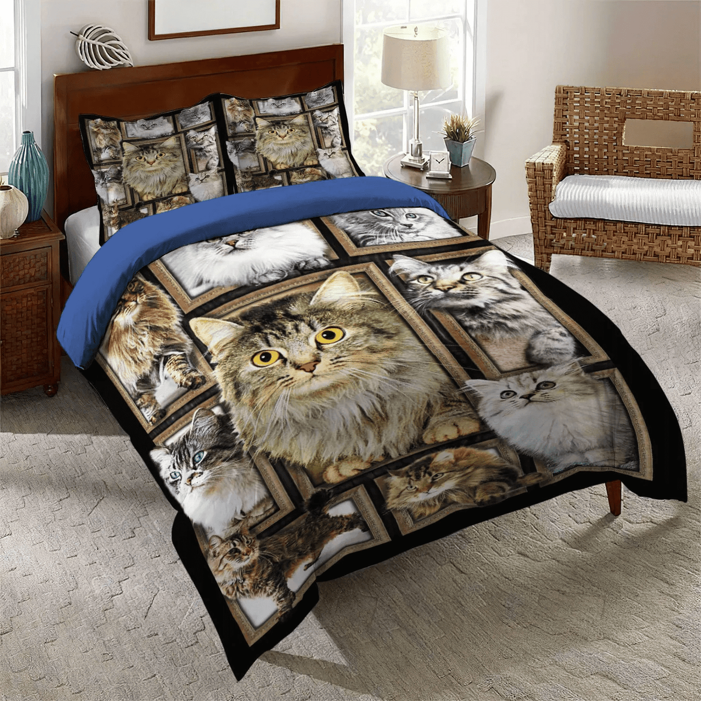 Cat Paw Queen Size Bedding Set, Cat Tracks Bedding set, Cat Soft Duvet Cover Set, Cat Cute Cats Bedding Set, Gifts for Cat