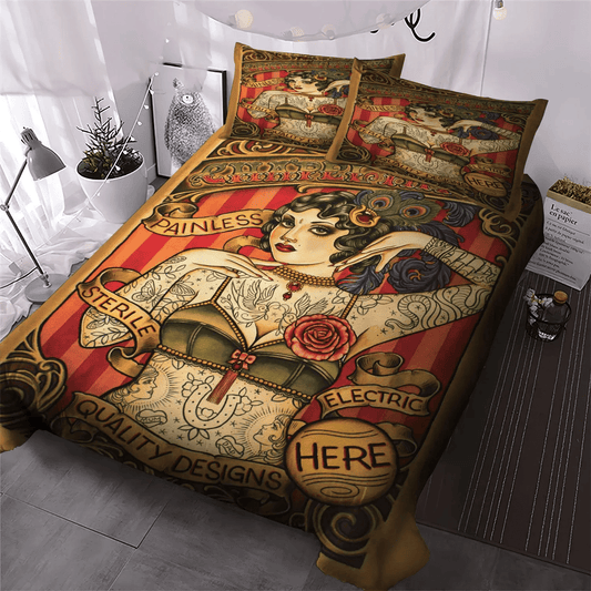 Cat Paw King Size Bedding Set, Tattoo Queen Size Bedding Set, Cat Tattoo Flash Soft Duvet Cover Set, Gifts for Tattoo