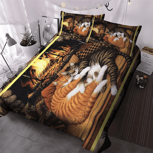 Cat Tracks Queen Size Bedding Set, Cat Paw Soft Duvet Cover Set, Cat King Size Bedding Set, Cat Sleeping Bedding Set, Gifts for Cat