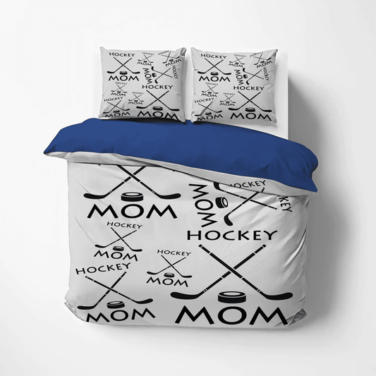 Personalized 3-piece Duvet Cover Bedding Set  Hockey Queen Size Bedding Set, Mother Mother Band King Size Bedding Set, Hockey Christmas Bedding set, Hockey Mom Bedding Set, Gifts for Mother