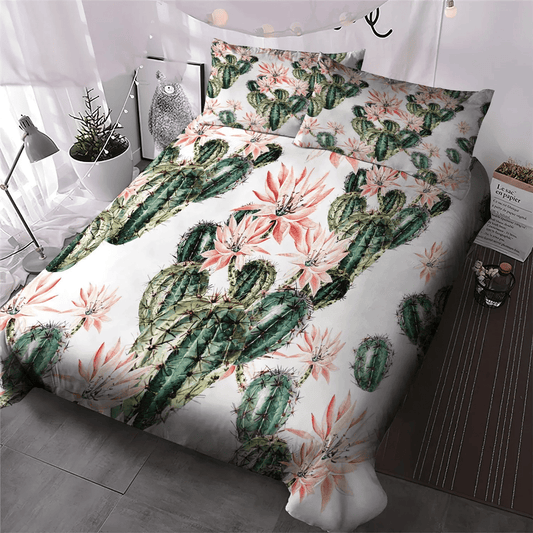 Funny Cactus Soft Duvet Cover Set, Catcus Funny Cat King Size Bedding Set, Cactus Bedding set, Cactus HCD Bedding Set, Gifts for Cactus