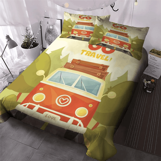 Camping Matching Soft Duvet Cover Set, Family Camping King Size Bedding Set, Camping Bedding set, Camping Bedding Set, Gifts for Camping