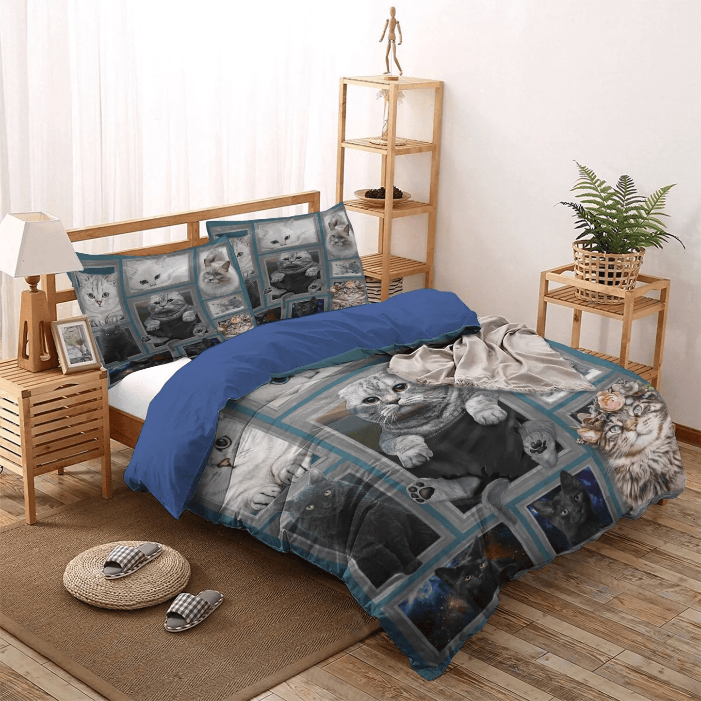 Cat Paw King Size Bedding Set, Cat Soft Duvet Cover Set, Cat Tracks Bedding set, Huge Cat Bedding Set, Gifts for Cat