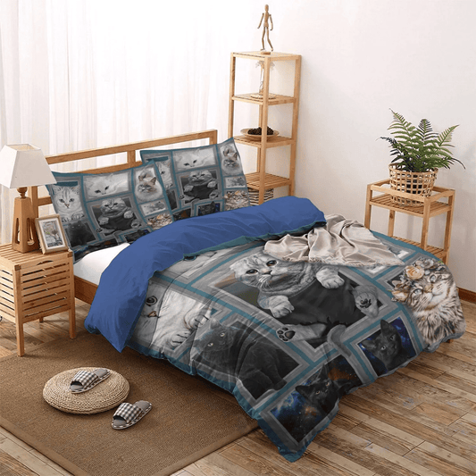 Cat Paw King Size Bedding Set, Cat Soft Duvet Cover Set, Cat Tracks Bedding set, Huge Cat Bedding Set, Gifts for Cat