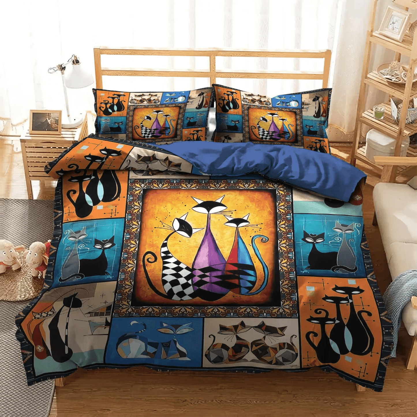 Animal Paws Soft Duvet Cover Set, Cat Tracks Queen Size Bedding Set, Puppy Paws Bedding set, Cat Paw Soft Duvet Cover Set, Gifts for Cat