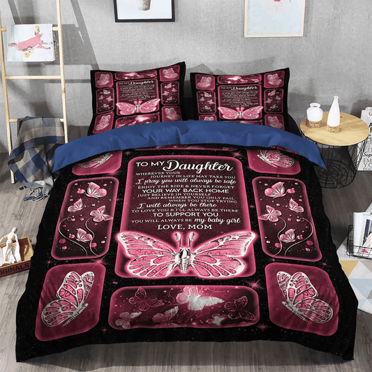 Daughter Soft Duvet Cover Set, To My Daughter I Will Always Be There Love Mom Bedding Set, Gifts for Daughter