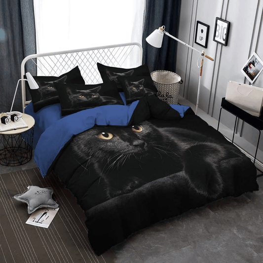 Black Cat Bedding set, Black Cat Foals Soft Duvet Cover Set, Happy Black Cat King Size Bedding Set, Black Cat LTTL Bedding Set, Gifts for Black Cat