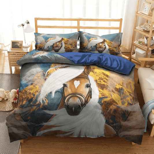 Galloping Horse Queen Size Bedding Set, Horse Soft Duvet Cover Set, Horse In Motion Bedding set, Horse Cute DKN Bedding Set, Gifts for Horse