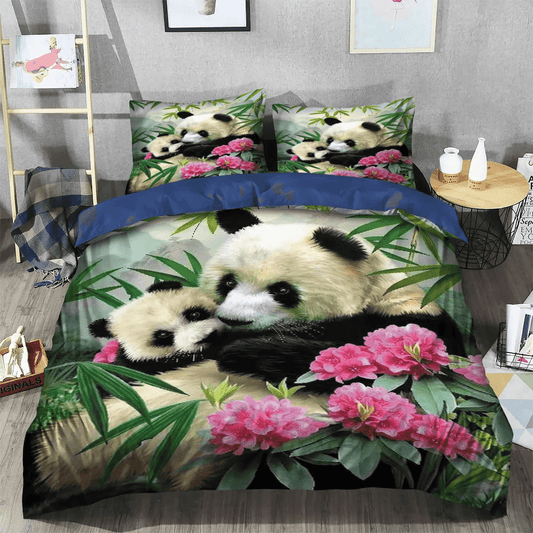 Daughters Soft Duvet Cover Set, Alphabet Panda Bedding set, Panda Mother And Daughter Bedding Set, Gifts for Panda