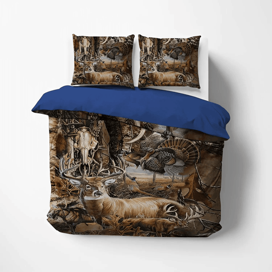 Breast Cancer Camo Soft Duvet Cover Set, Funny Hunting King Size Bedding Set, Camo Hunting Art Bedding Set, Gifts for Hunting