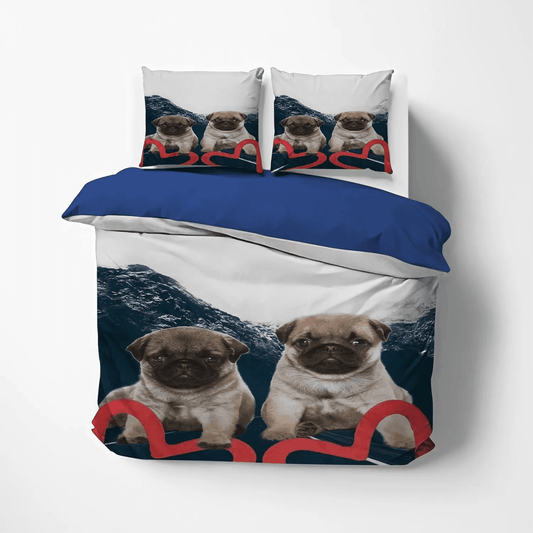 Cute Pug King Size Bedding Set, Funny Pug Dog Bedding set, Pug Lover Soft Duvet Cover Set, Pug Cute BR DNT Bedding Set, Gifts for Pug