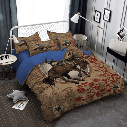 Cowboy Love King Size Bedding Set, Horse Lover Queen Size Bedding Set, Golden Cowboys Soft Duvet Cover Set, Cowboy Bedding Set, Gifts for Cowboy