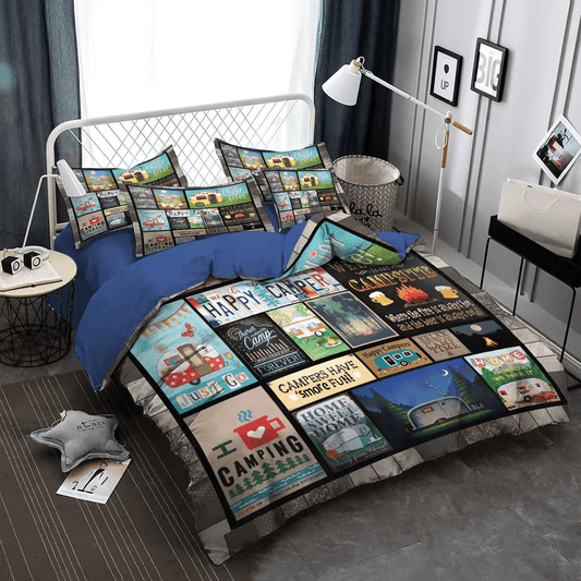 Camping Matching Bedding set, Camping King Size Bedding Set, The Sassy Camper Hologra Soft Duvet Cover Set, Camping PTS Bedding Set, Gifts for Camping
