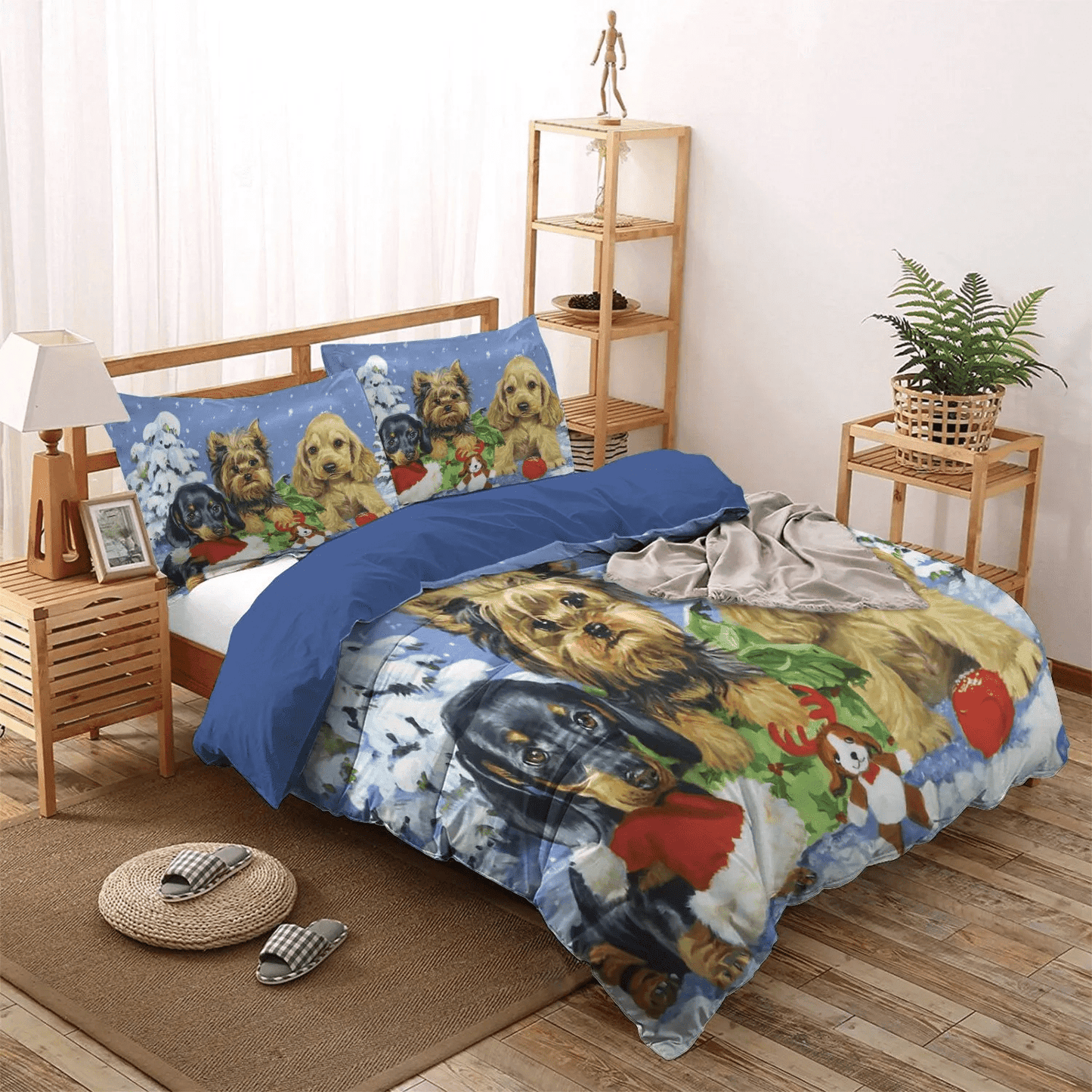 Personalized 3-piece Duvet Cover Bedding Set  Merry Christmas Quotes Queen Size Bedding Set, Christmass King Size Bedding Set, Christmas Dog LTTL Bedding Set, Gifts for Dog