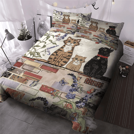 Cat Paw Queen Size Bedding Set, Cat Tracks Bedding set, Cat Soft Duvet Cover Set, Cats On Wall Bedding Set, Gifts for Cat