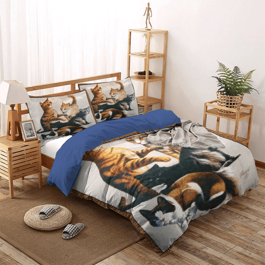 Cat Paw King Size Bedding Set, Cat Soft Duvet Cover Set, Cat Tracks Bedding set, Cats Bedding Set, Gifts for Cat