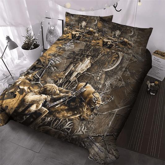 Christmas Deer Bedding set, Hunting Queen Size Bedding Set, Huntings Soft Duvet Cover Set, Deer Hunting Bedding Set, Gifts for Hunting