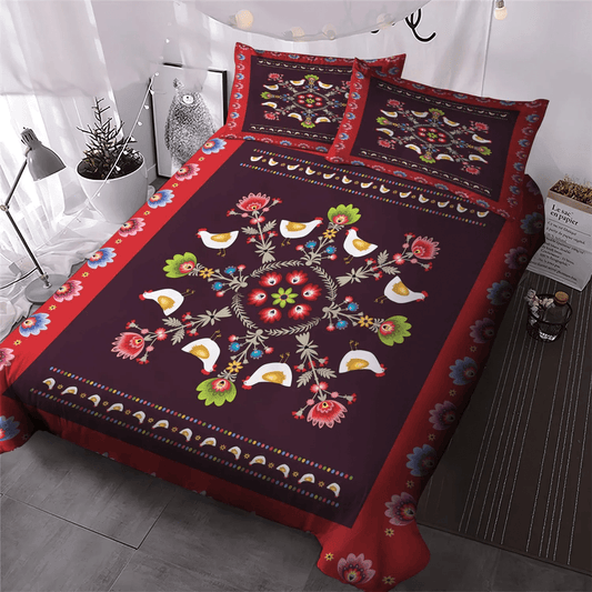 Chicken Mom Soft Duvet Cover Set, Chicken Farmer Bedding set, Flower King Size Bedding Set, Chicken Chickens And Flowers Bedding Set, Gifts for Flower