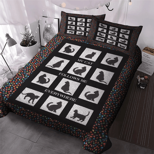 Cat Queen Size Bedding Set, Cat Tracks King Size Bedding Set, Cat Paw Soft Duvet Cover Set, Cat Bedding Set, Gifts for Cat