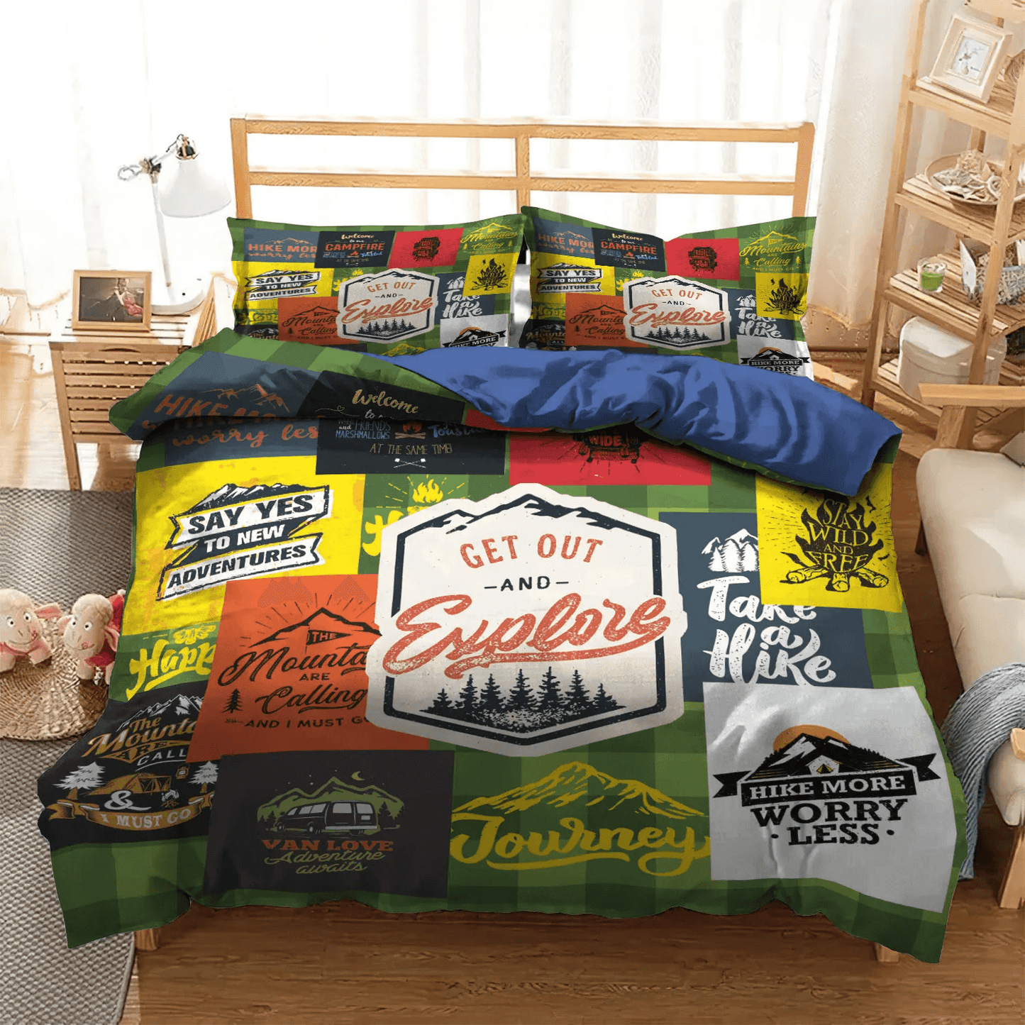 Angel Bear Bedding set, Bear Soft Duvet Cover Set, Baby Bear King Size Bedding Set, Camping Bear The Empress Bedding Set, Gifts for Camping