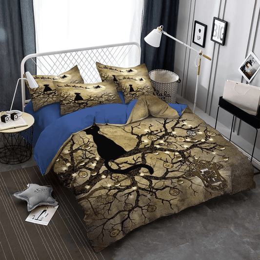 Blue Moon King Size Bedding Set, Cat Tracks Soft Duvet Cover Set, Goddammit Moon Moon Bedding set, Cat Moon Bedding Set, Gifts for Moon
