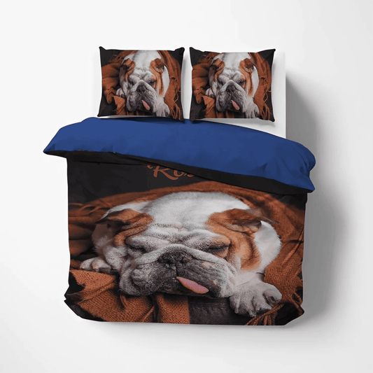 Bulldog Queen Size Bedding Set, Dog Lover Soft Duvet Cover Set, English Bulldog Bedding set, Bulldog Personalized Bedding Set, Gifts for Bulldog